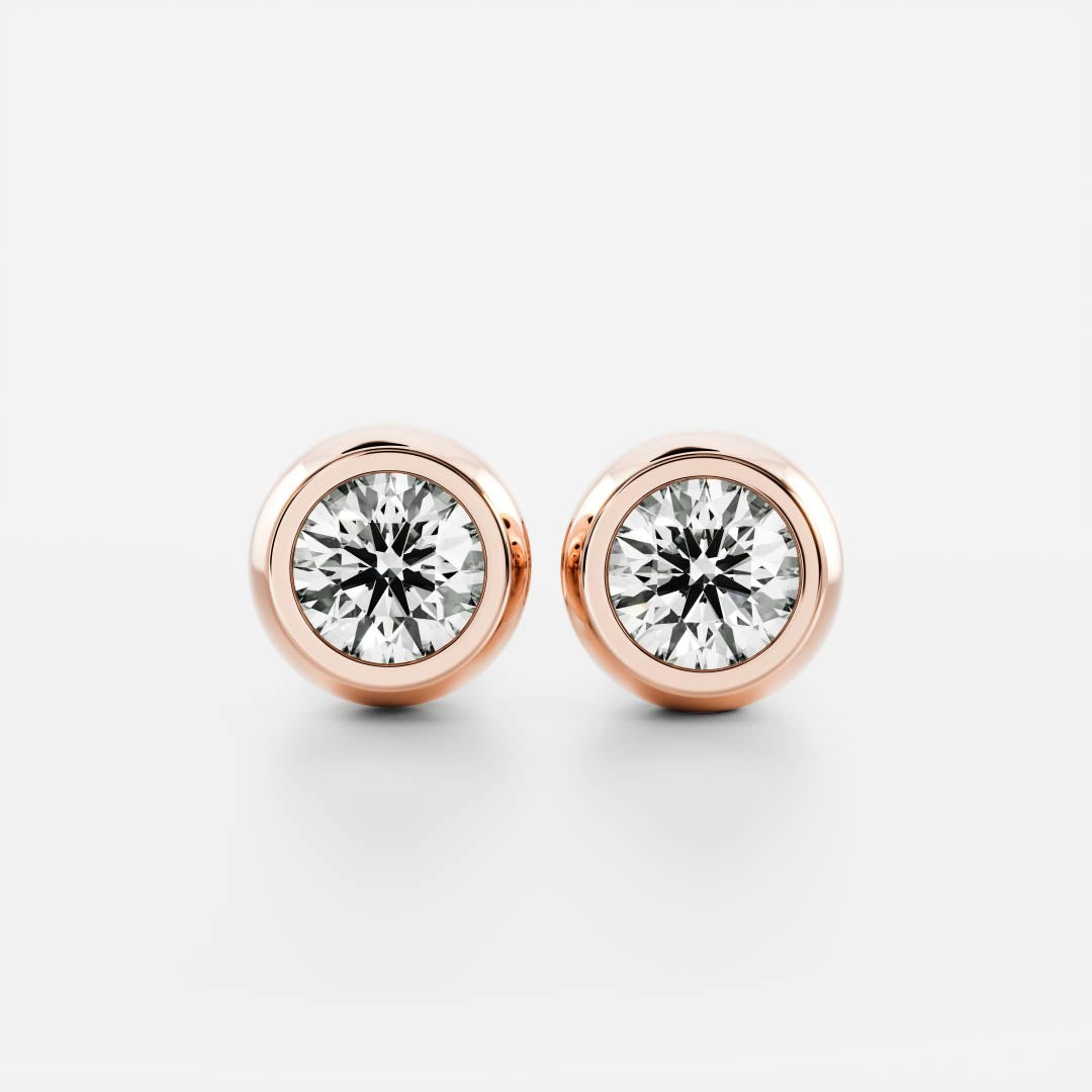 Round Lab Grown Diamond Bezel Stud Earrings