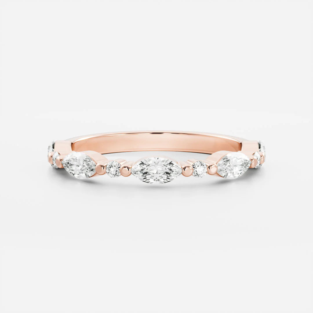 Marquise and Round Lab Grown Diamond Floating Bubble Wedding Band