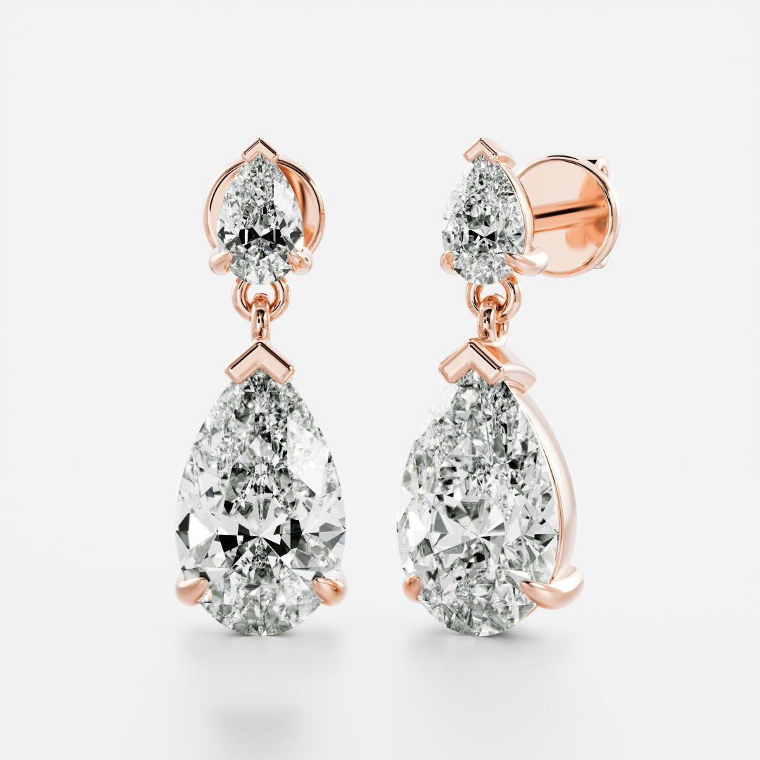 Pear Lab Grown Diamond Double Drop Earrings