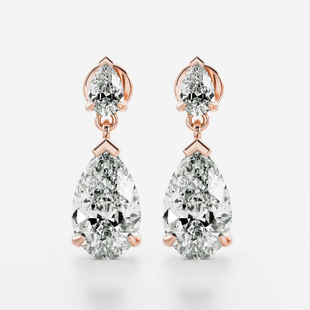 Pear Lab Grown Diamond Double Drop Earrings