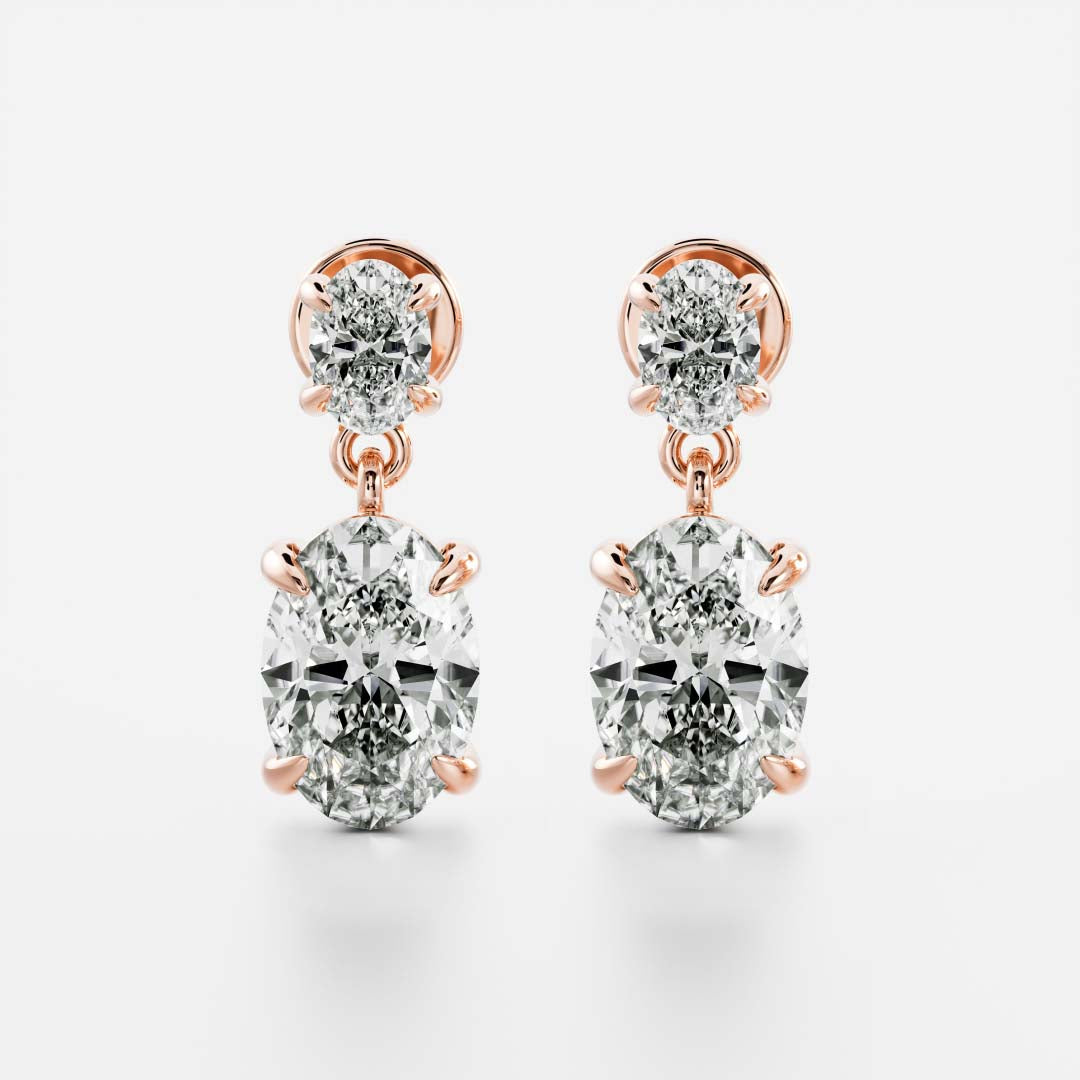Oval Lab Grown Diamond Double Drop Earrings