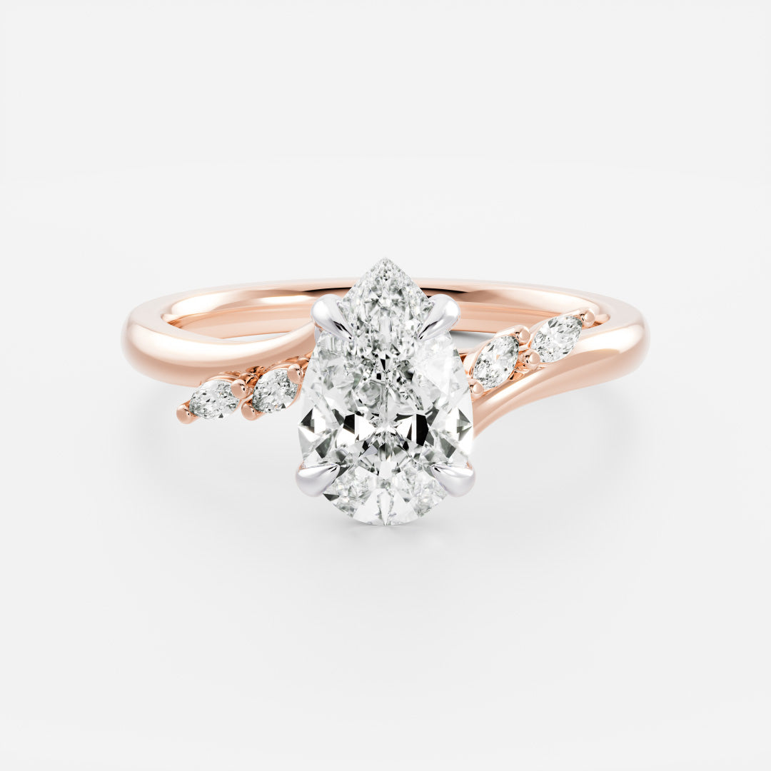 2.0CT Pear Lab Grown Diamond With Marquise Accents Twisted Band Engagement Ring