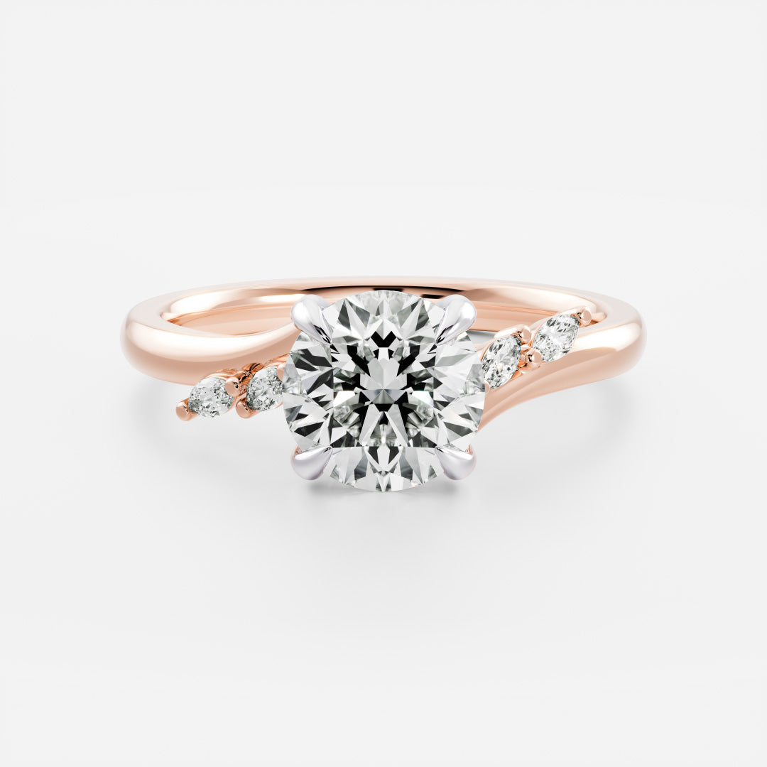 2.0CT Round Lab Grown Diamond With Marquise Accents Twisted Band Engagement Ring