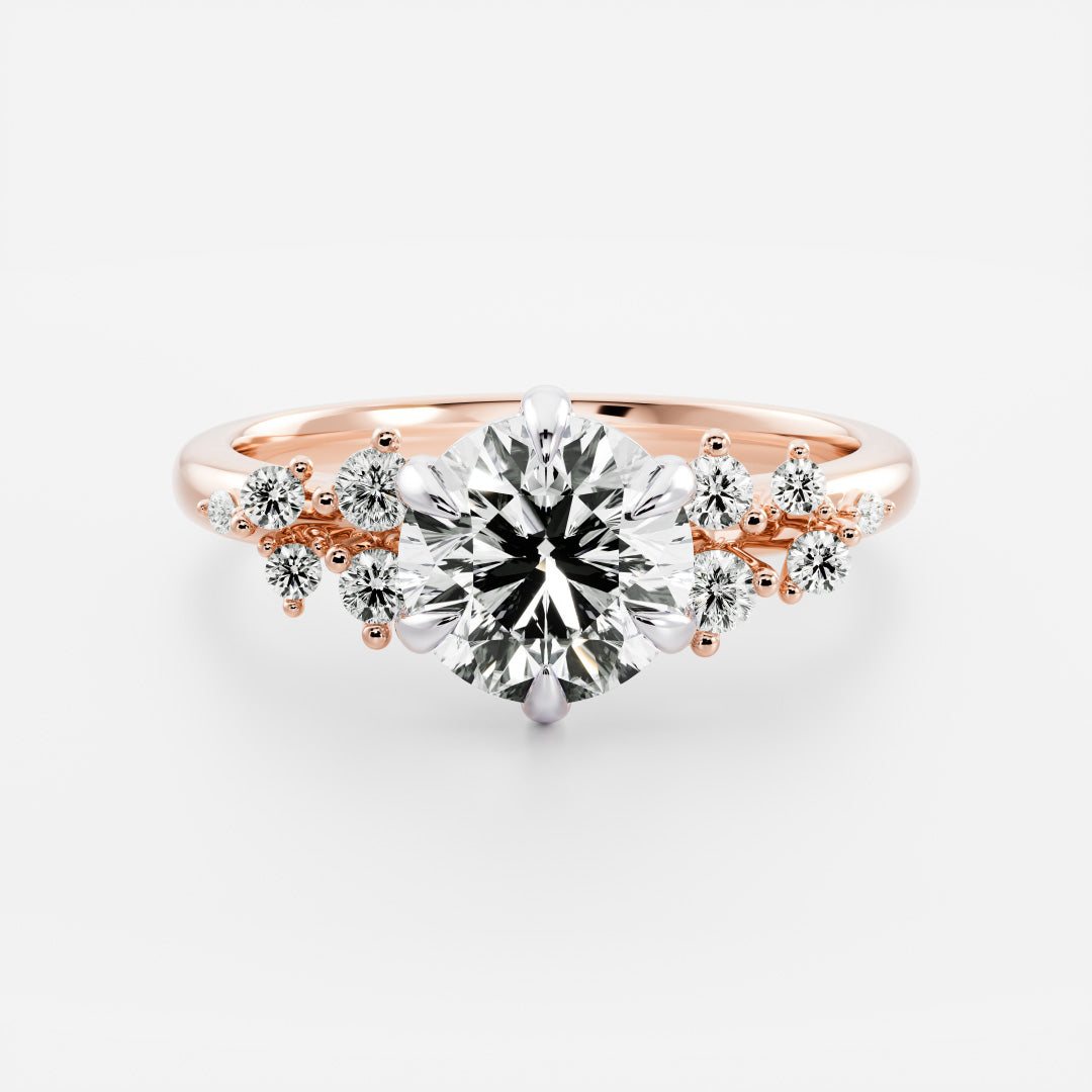1.0CT Round Lab Grown Diamond Cluster Vintage Style Engagement Ring