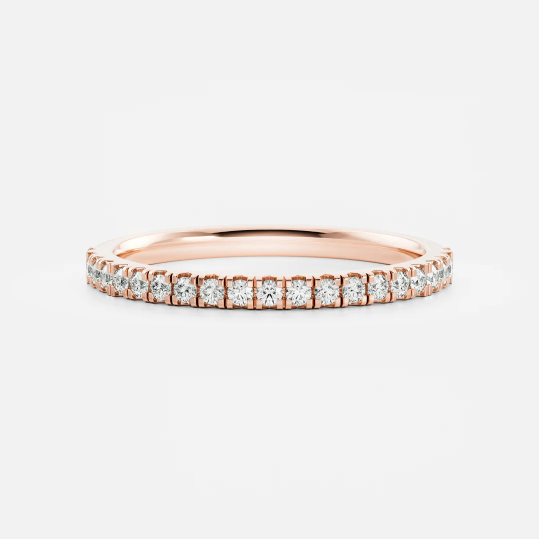 Round Lab Grown Diamond Half Eternity Pave Wedding Band