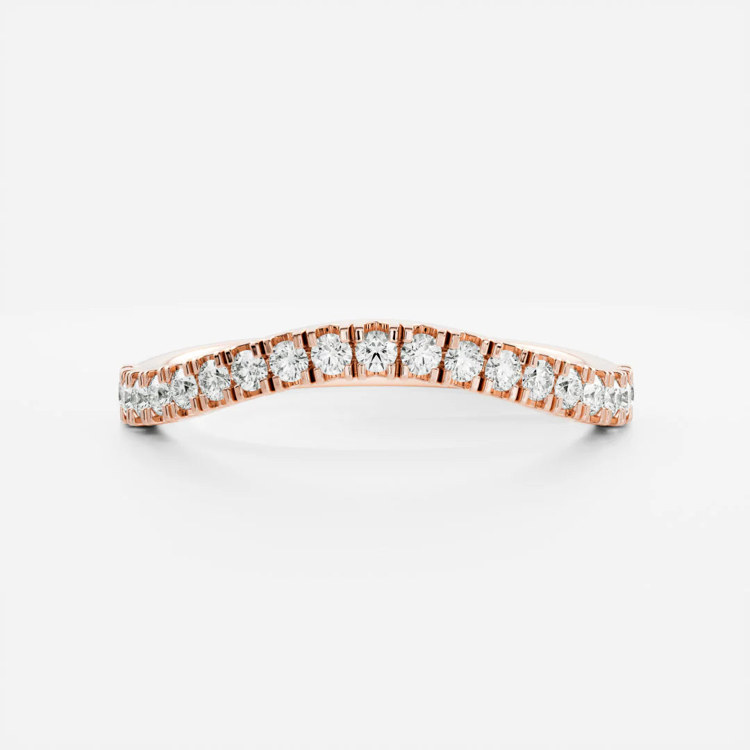 Round Lab Grown Diamond Eternity Curved Pave Wedding Band