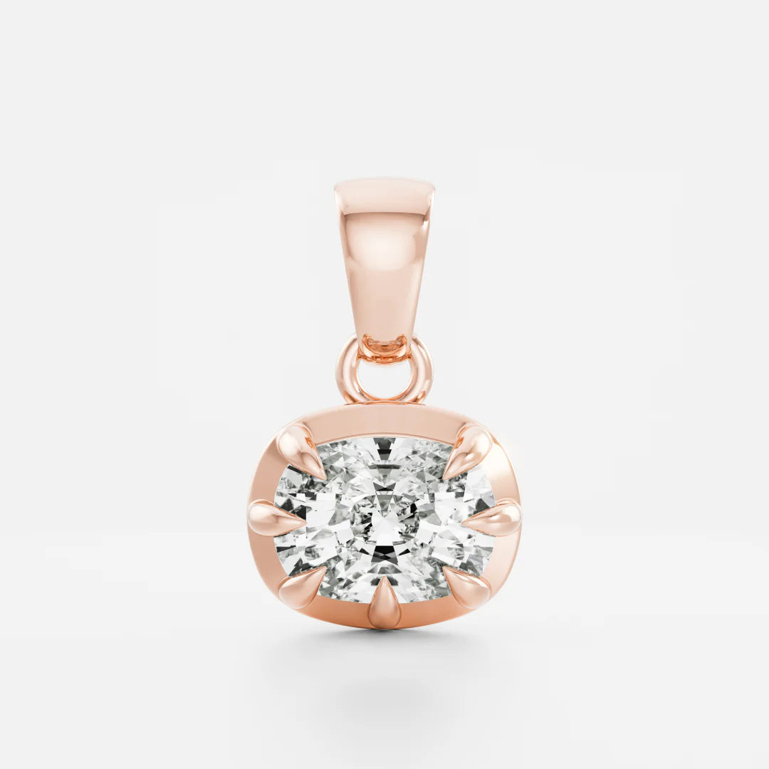 1.0CT Bezel Set Elongated Cushion Cut Lab Grown Diamond Pendant