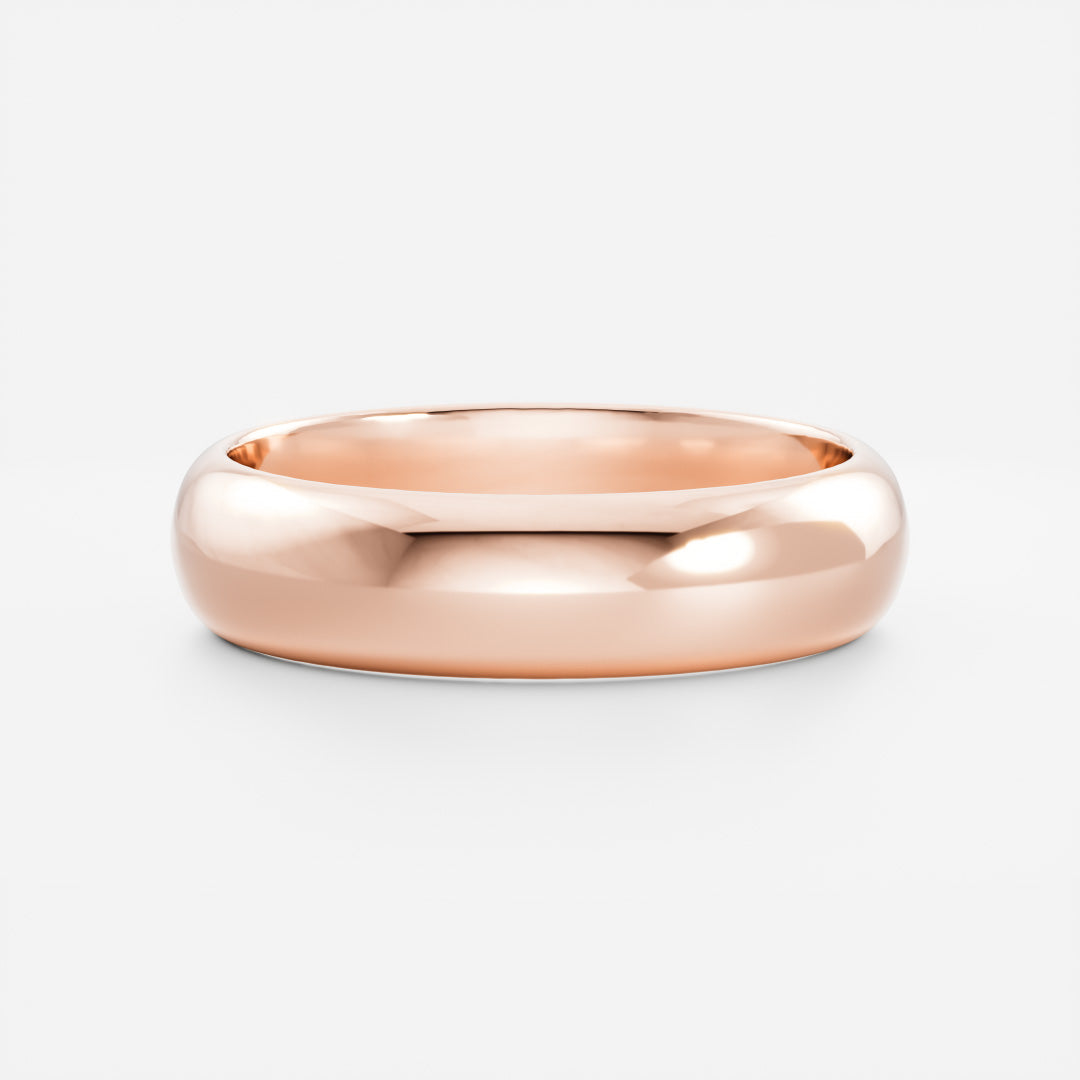 14K Solid Gold Comfort Fit Domed Men's Wedding Band