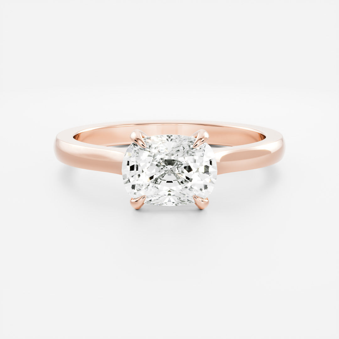 1.0CT East West Elongated Cushion Cut Lab Grown Diamond Cathedral Engagement Ring