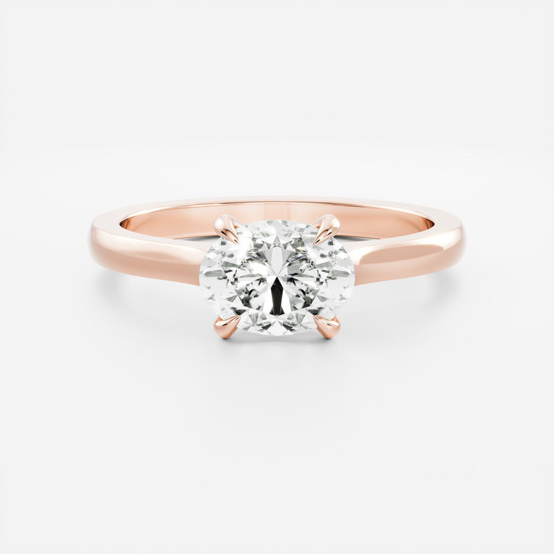 1.0CT East West Oval Lab Grown Diamond Cathedral Engagement Ring