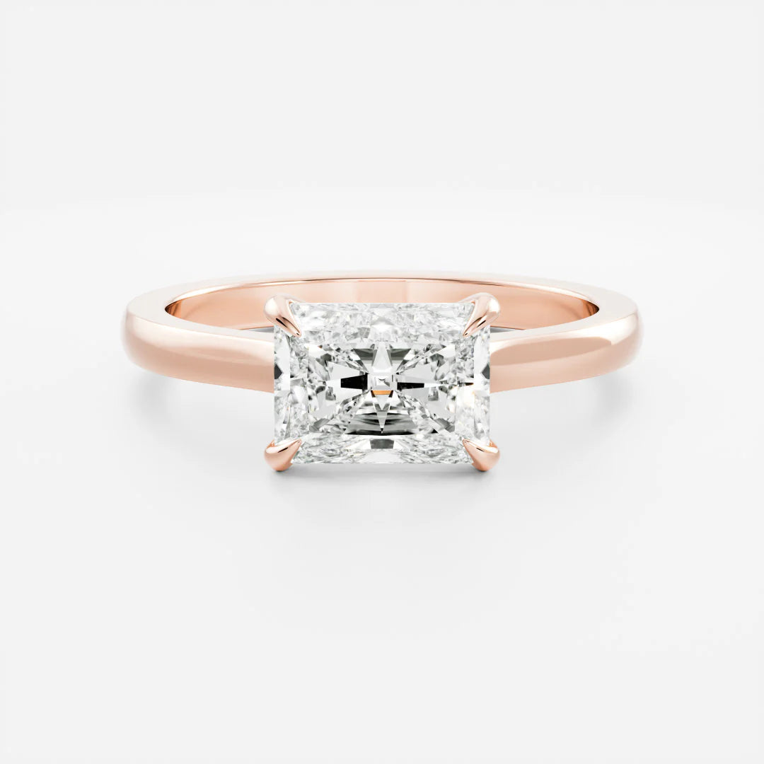 1.0CT East West Radiant Lab Grown Diamond Solitaire Engagement Ring