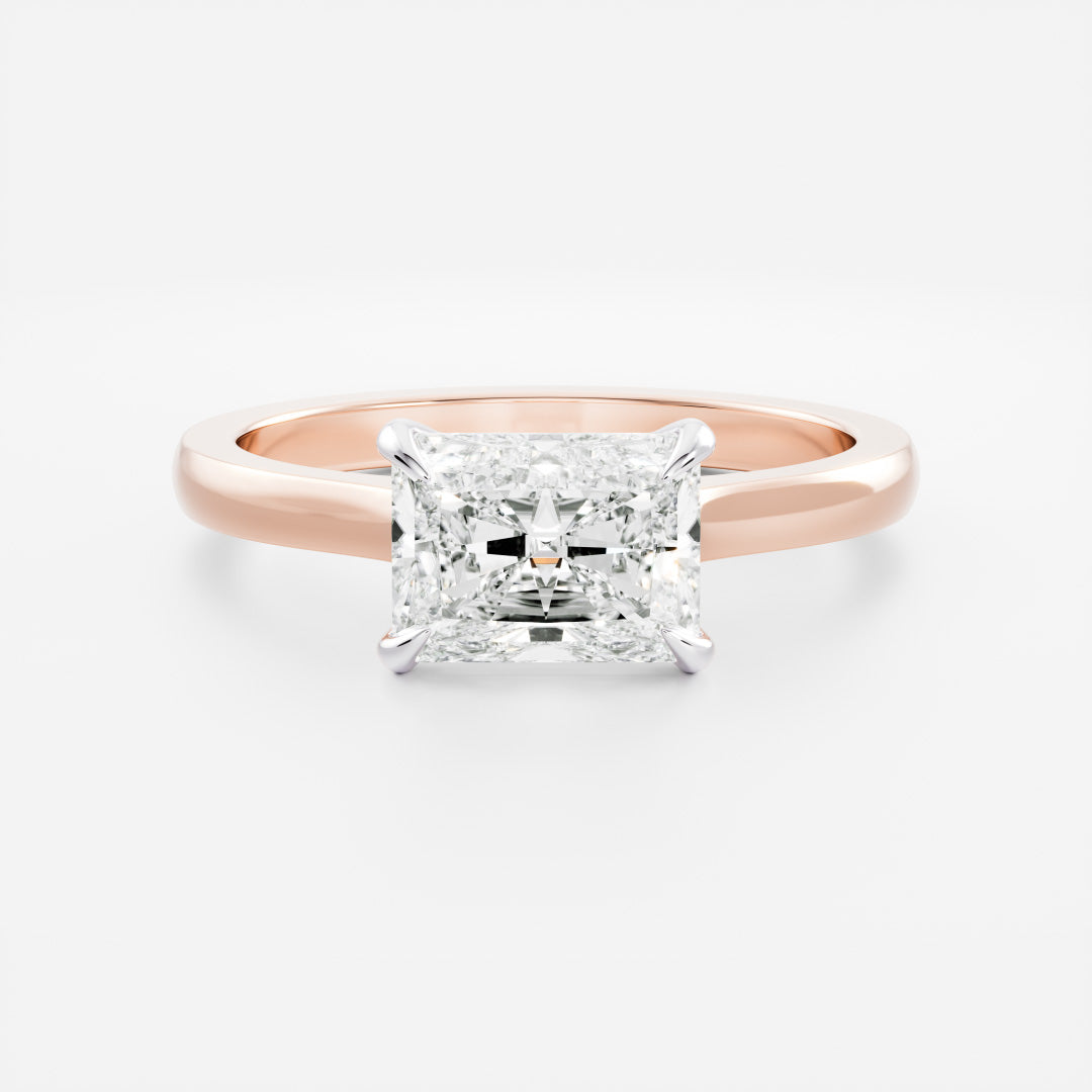 1.0CT East West Radiant Lab Grown Diamond Solitaire Engagement Ring