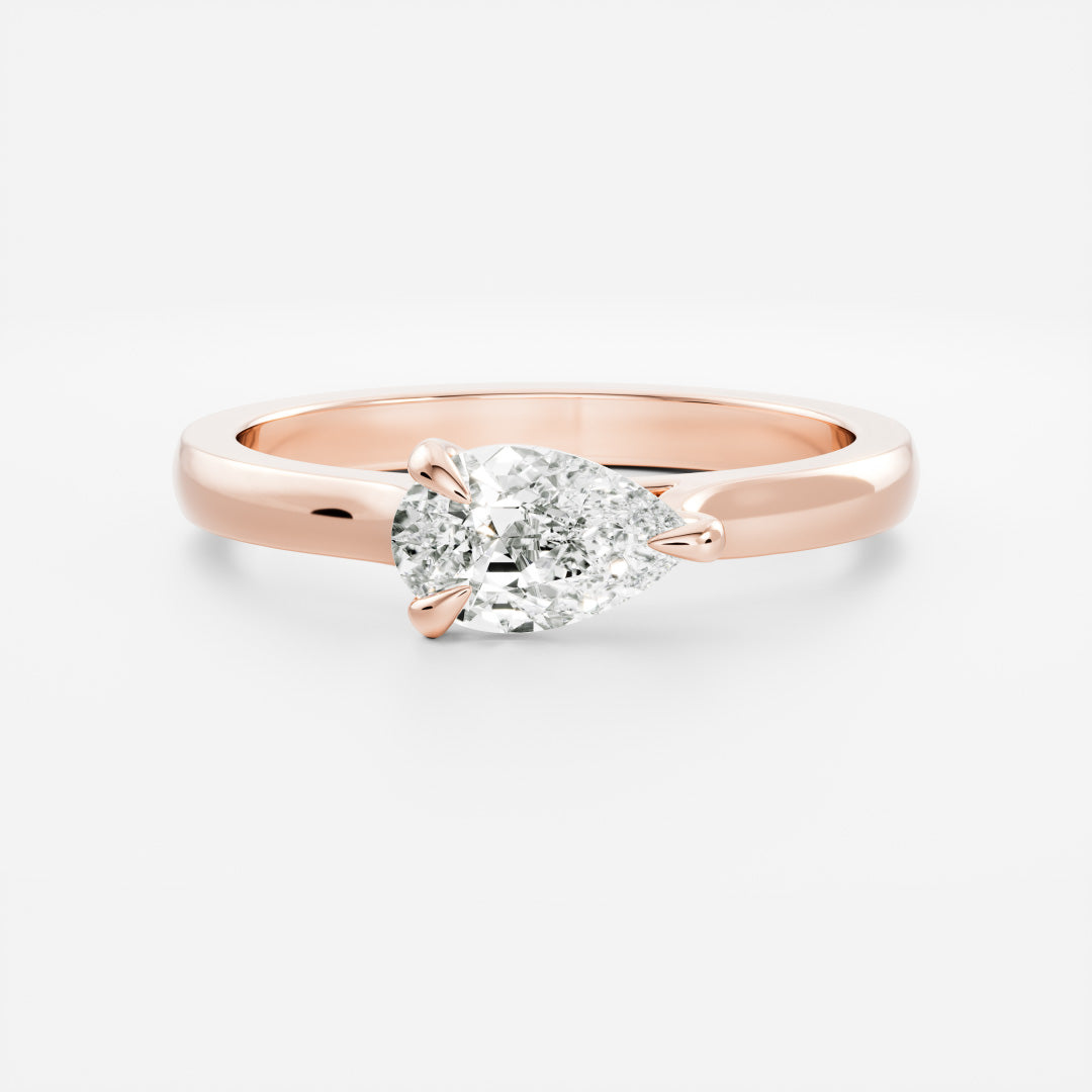 1.0CT East West Pear Lab Grown Diamond Cathedral Engagement Ring