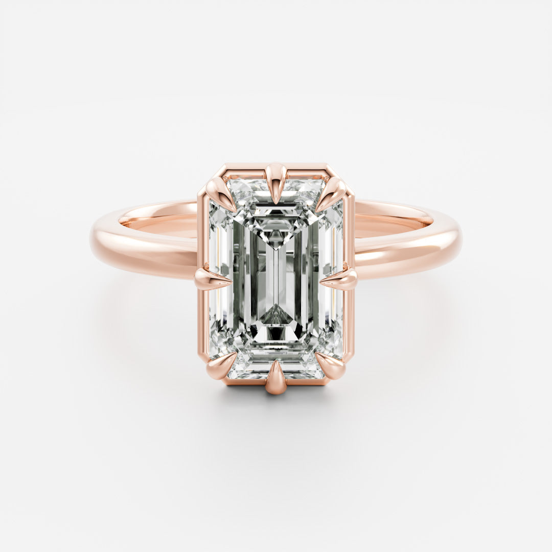 2.50CT Emerald Cut Lab Grown Diamond Bezel Solitaire Engagement Ring