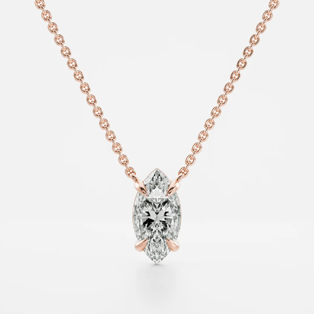1.0CT Marquise Cut Lab Grown Diamond Pendant Necklace