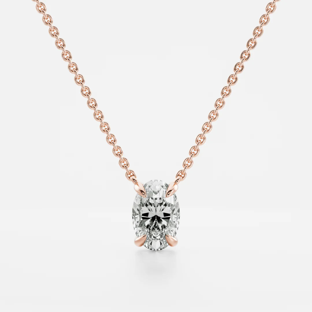 1.0CT Oval Cut Lab Grown Diamond Pendant Necklace