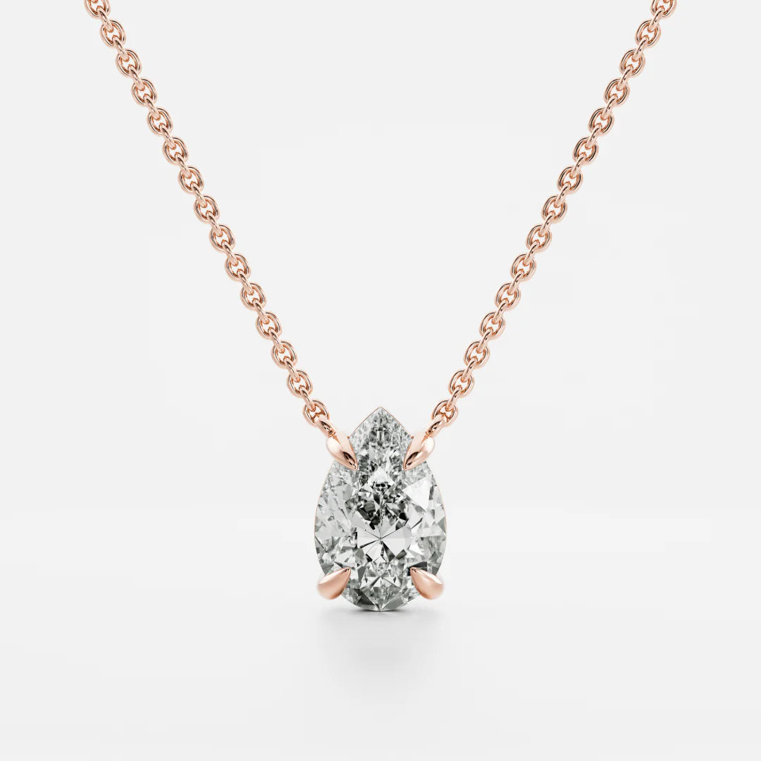 1.0CT Pear Cut Lab Grown Diamond Pendant Necklace