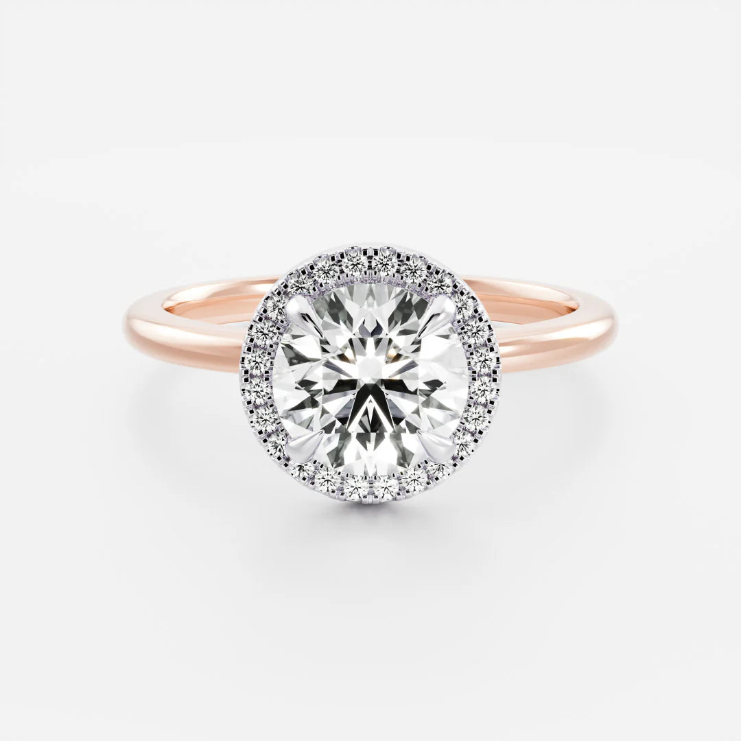 1.0CT Round Lab Grown Diamond Halo Solitaire Engagement Ring