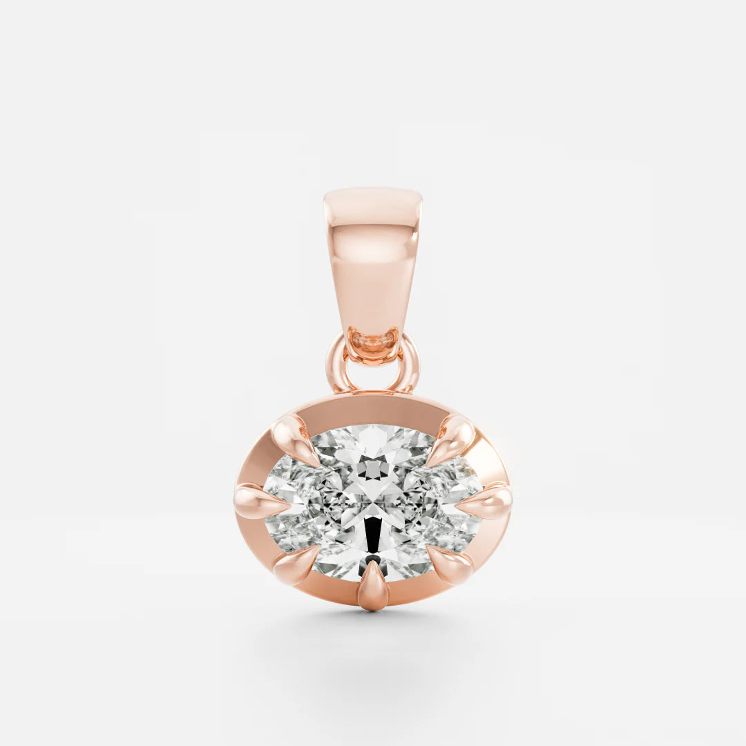 1.0CT Oval Lab Grown Diamond Georgian Style Cut-Down Bezel Pendant