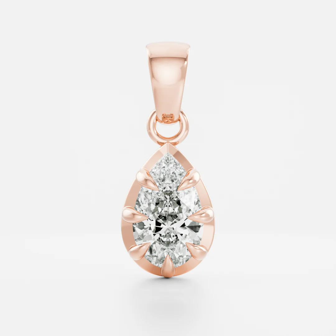 1.0CT Bezel Set Pear Cut Lab Grown Diamond Cut-Down Georgian Style Pendant