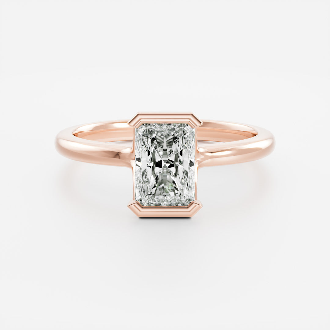 2.0CT Radiant Lab Grown Diamond Half Bezel Engagement Ring