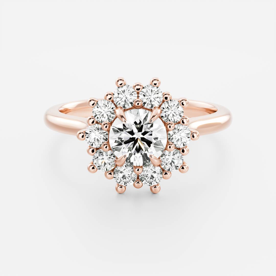 1.0CT Round Lab Grown Diamond Halo Cluster Engagement Ring