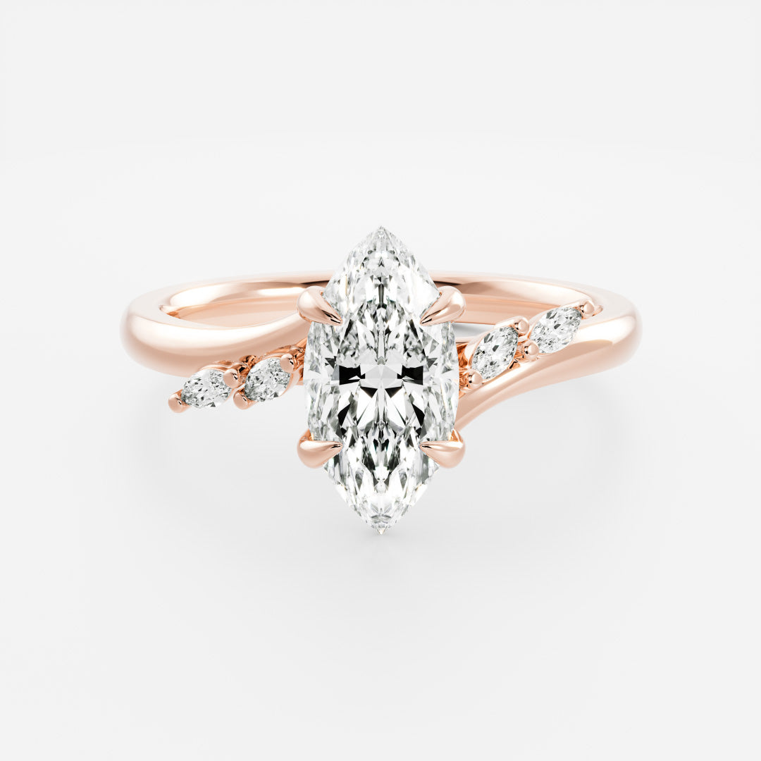 2.0CT Marquise Lab Grown Diamond Twisted Band Engagement Ring