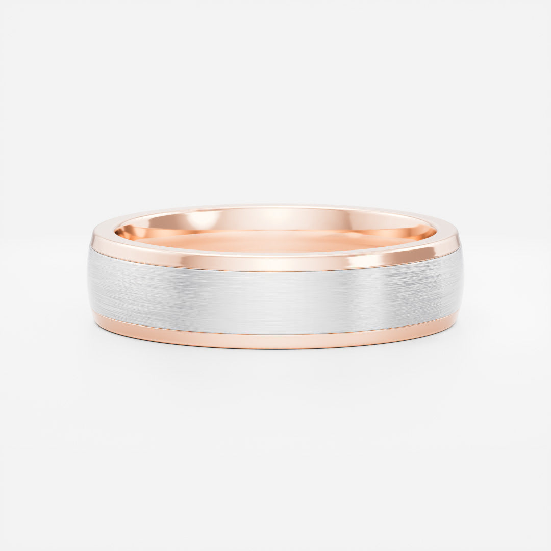 Two Tone Gold Comfort Fit Brushed Finish Men's Wedding Band