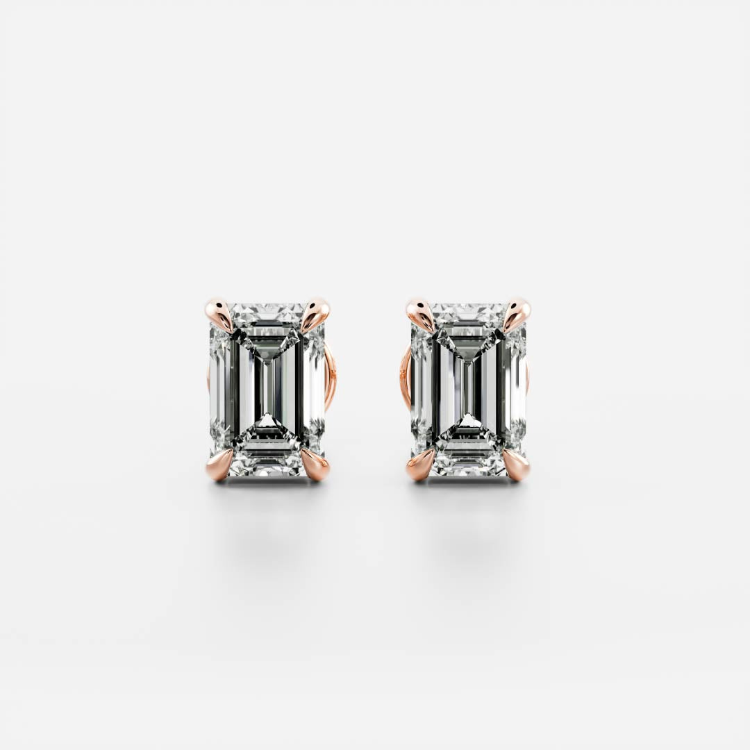 Emerald Cut Lab Grown Diamond Stud Earrings