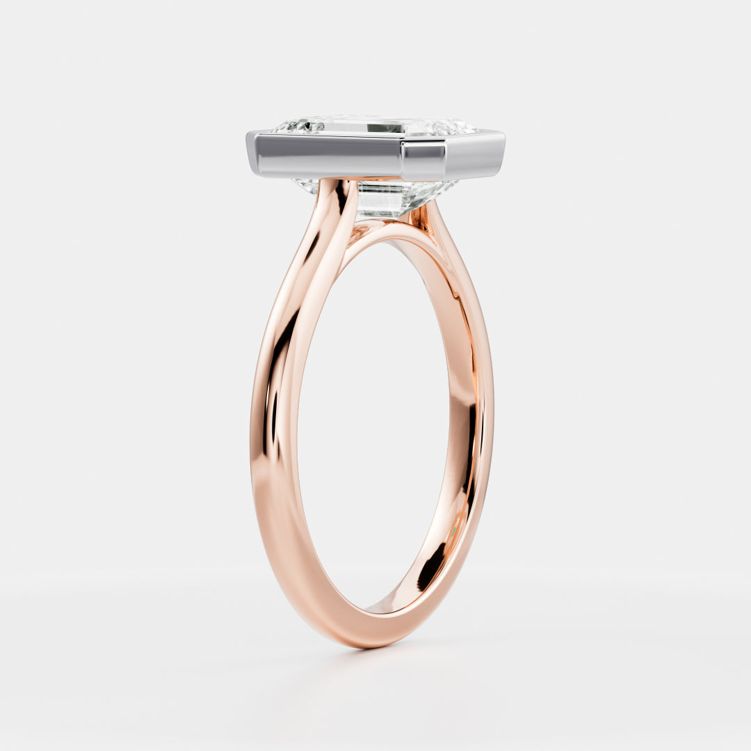 The Audrey Ring - Emerald Bezel Solitaire