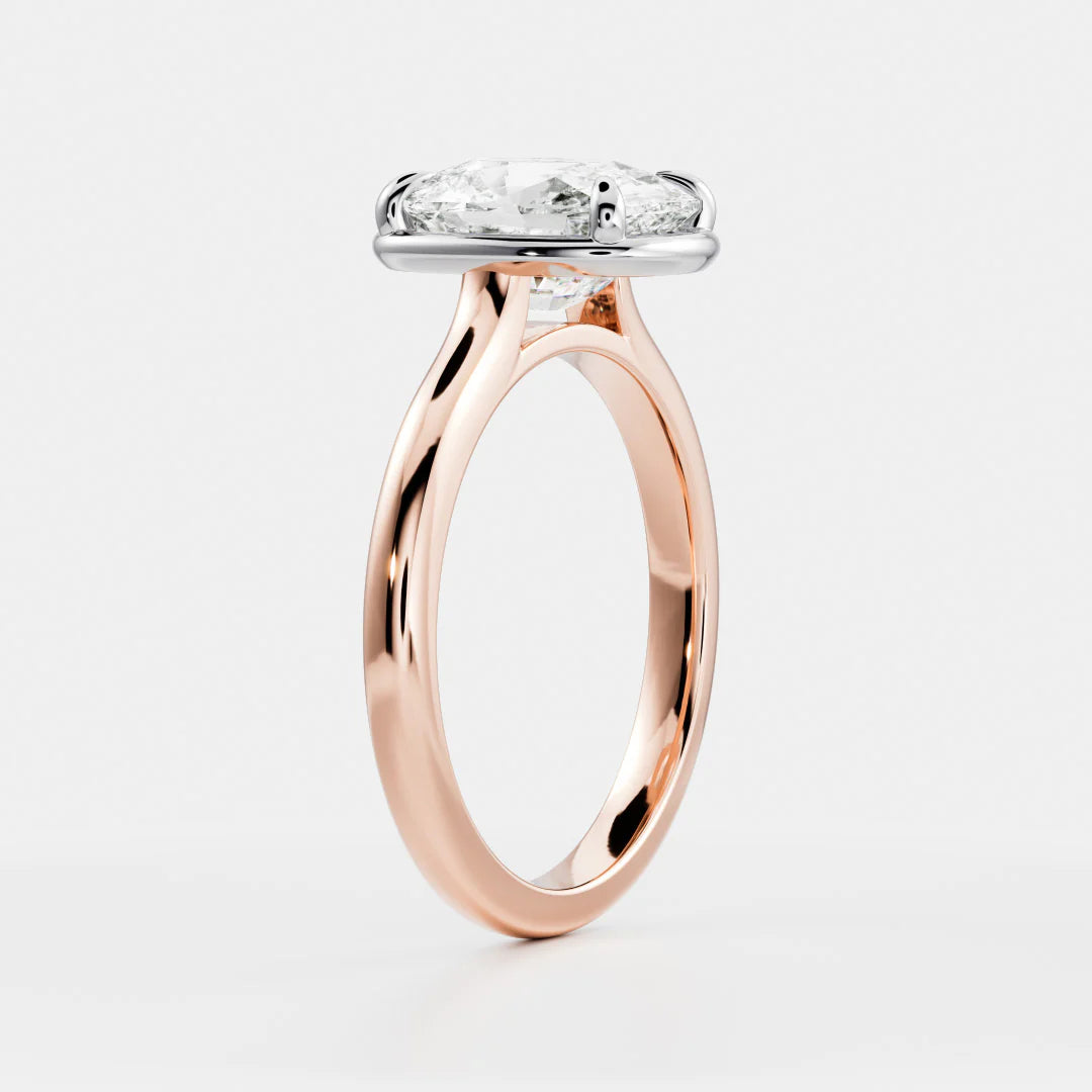 1.50CT Bezel Set Elongated Cushion Cut Lab Grown Diamond Solitaire Engagement Ring