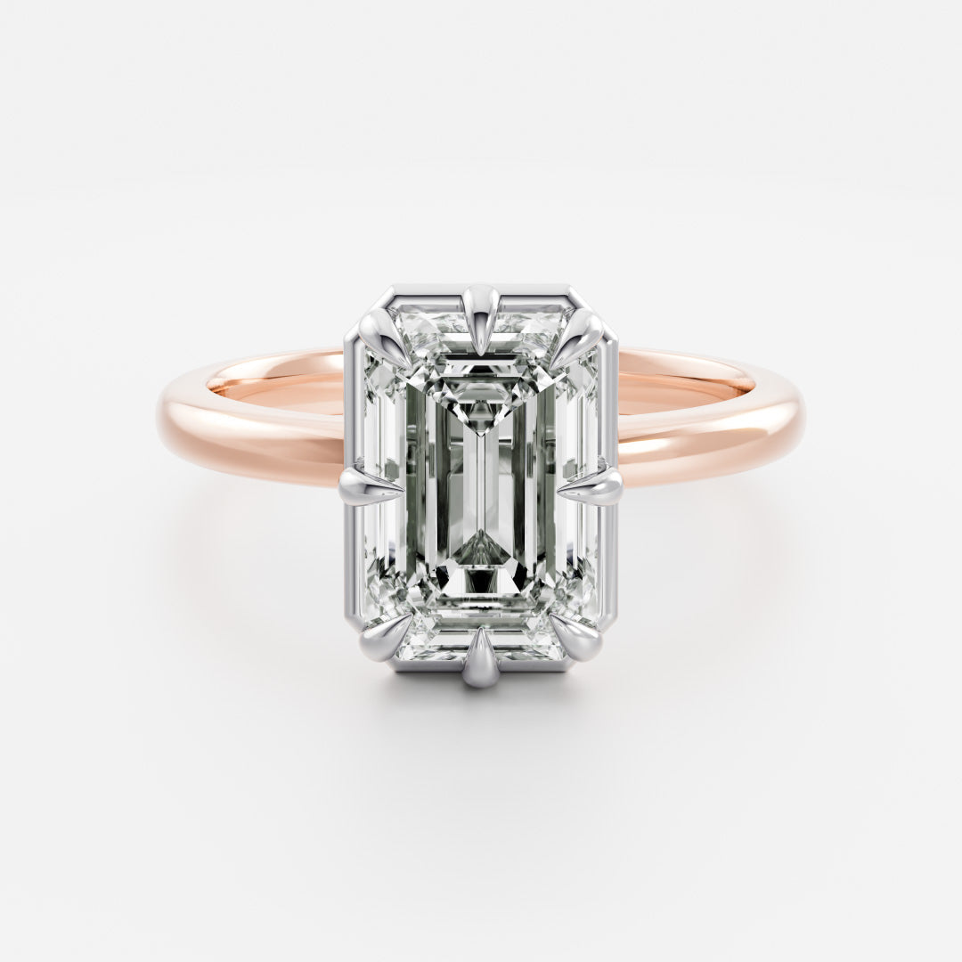 2.50CT Emerald Cut Lab Grown Diamond Bezel Solitaire Engagement Ring