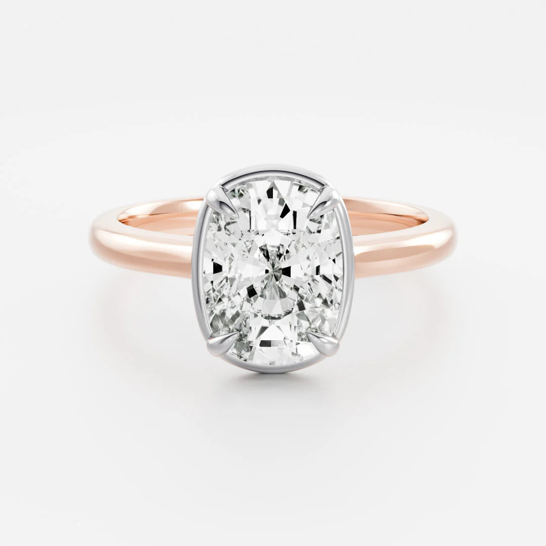 1.50CT Bezel Set Elongated Cushion Cut Lab Grown Diamond Solitaire Engagement Ring