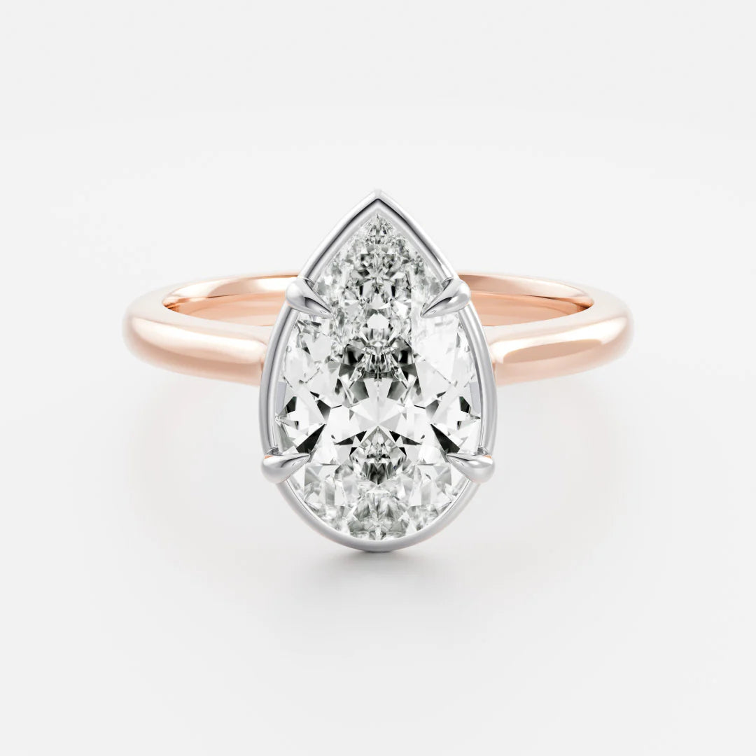 2.50CT Bezel Set Pear Cut Lab Grown Diamond Solitaire Engagement Ring