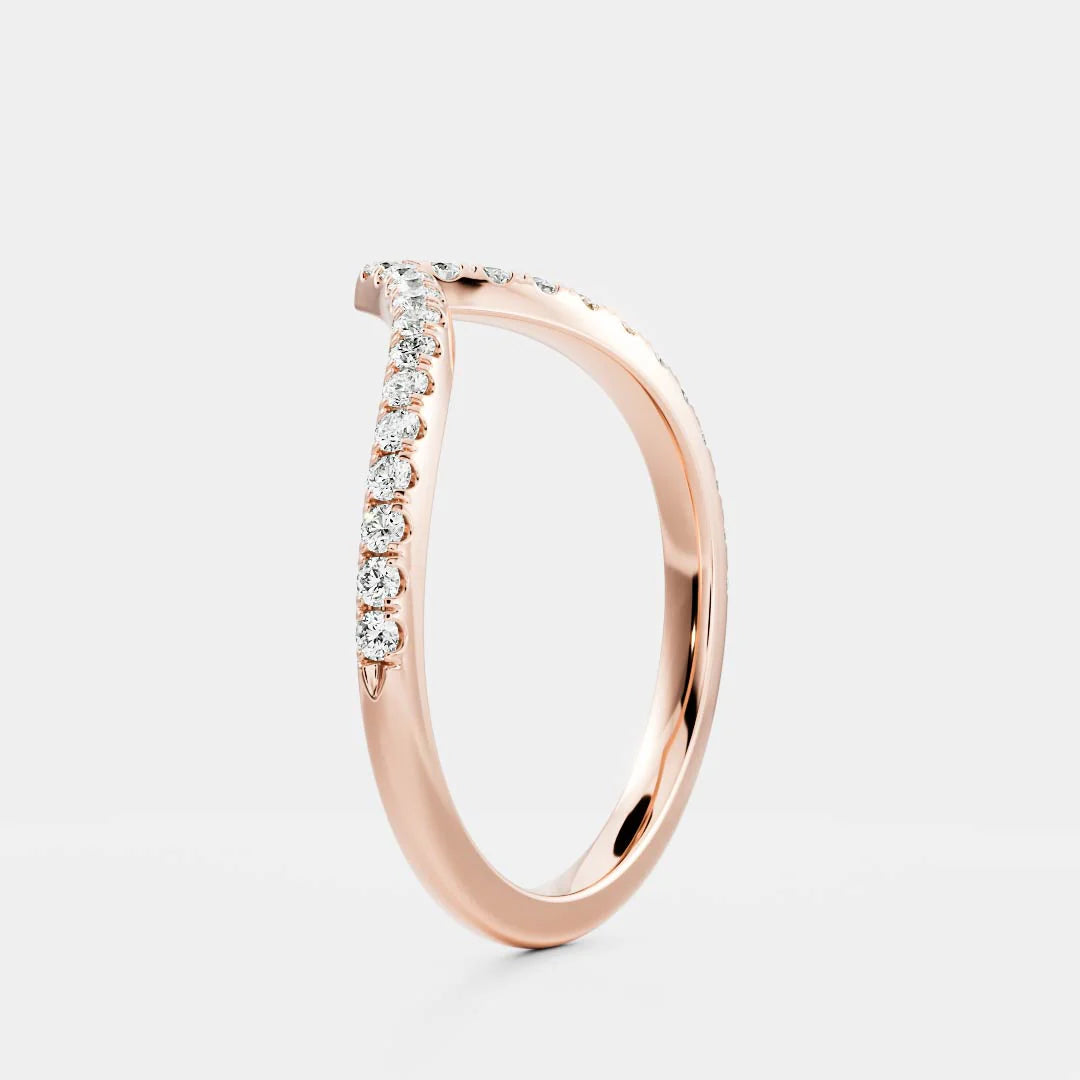 Round Lab Grown Diamond Eternity Pave Chevron Wedding Band