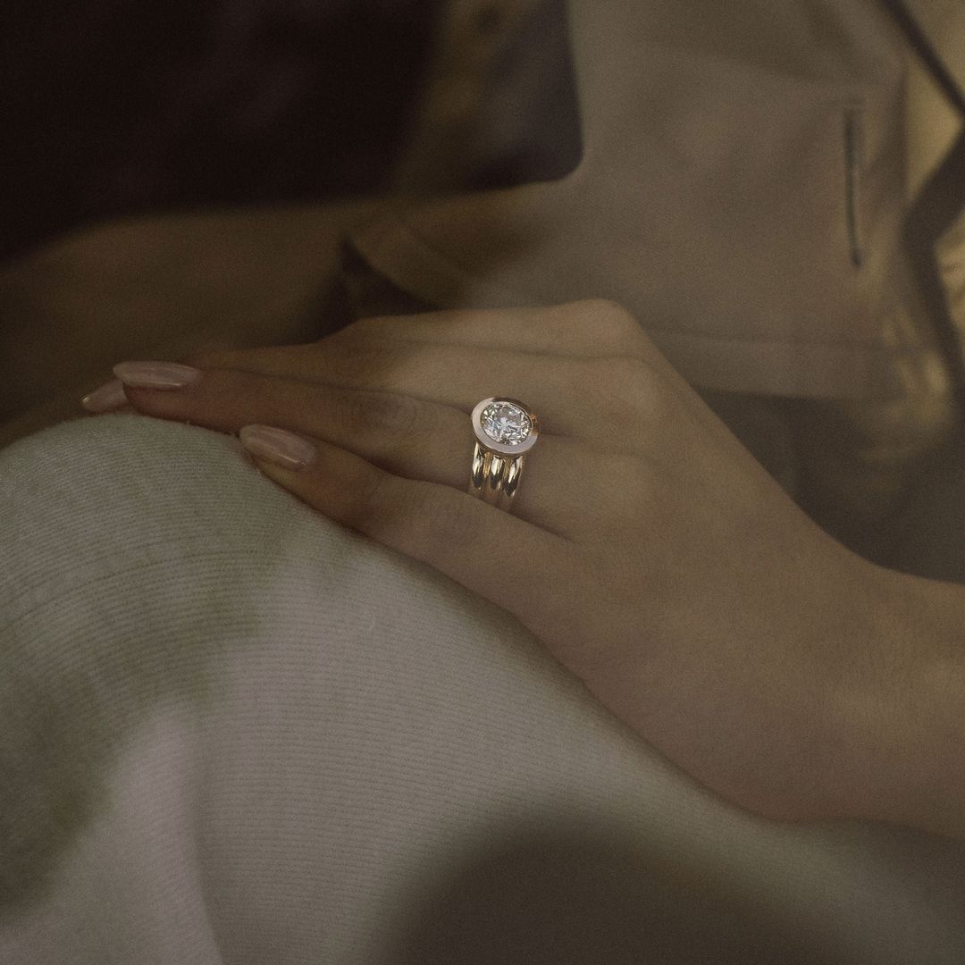 3.0CT Bezel Round Cut Lab Grown Diamond Aria Ring