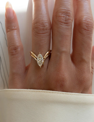 2.0CT Marquise Lab Grown Diamond Unique Ring With Matching Band