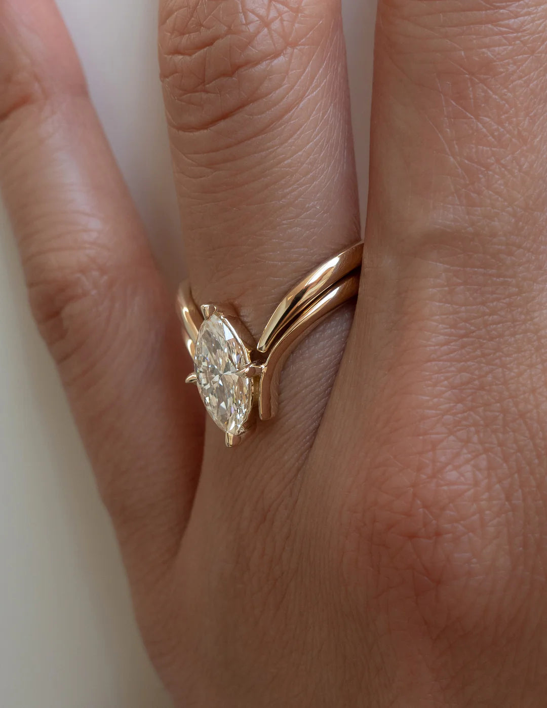 2.0CT Marquise Lab Grown Diamond Unique Ring With Matching Band