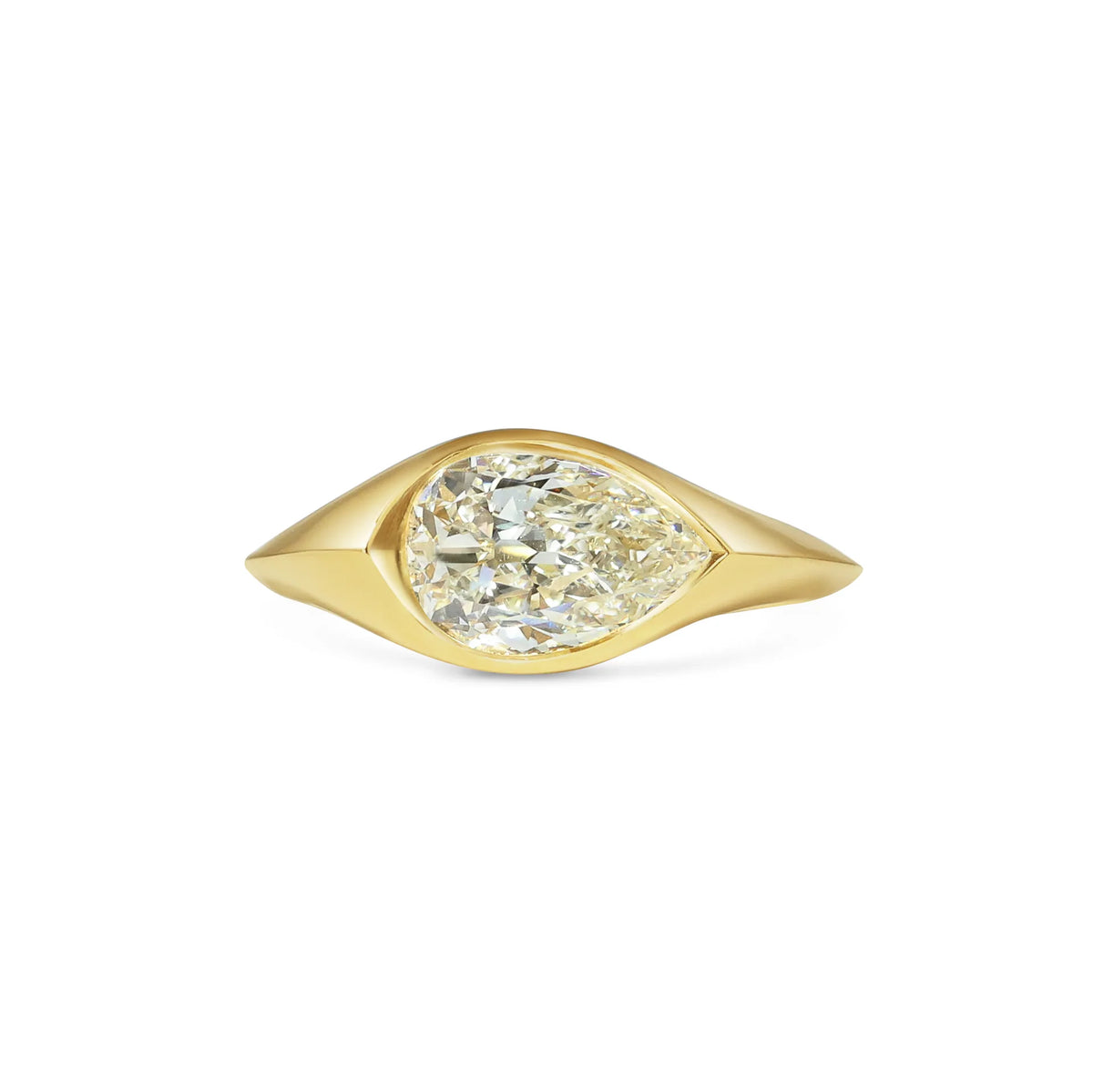 1.50CT Antique Yellow Pear Cut Lab Grown Diamond Signet Engagement Ring