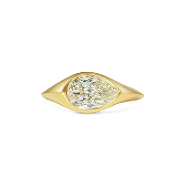 1.50CT Antique Yellow Pear Cut Lab Grown Diamond Signet Engagement Ring