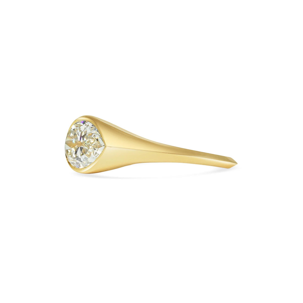1.50CT Antique Yellow Pear Cut Lab Grown Diamond Signet Engagement Ring