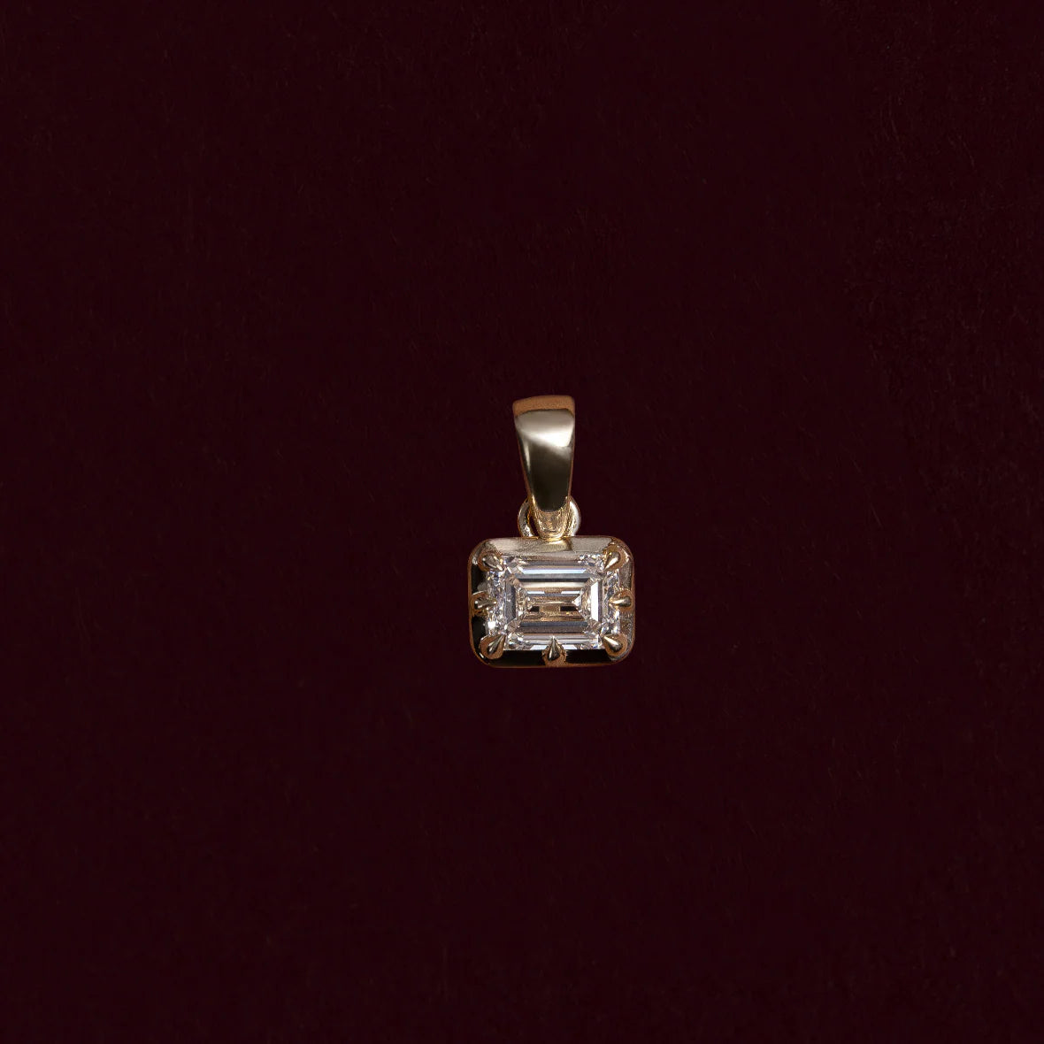 1.0CT Bezel Set Emerald Cut Lab Grown Diamond Georgian Style Pendant