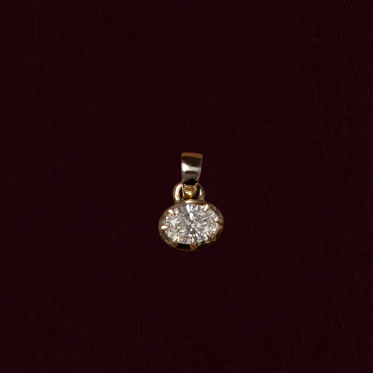 1.0CT Oval Lab Grown Diamond Georgian Style Cut-Down Bezel Pendant