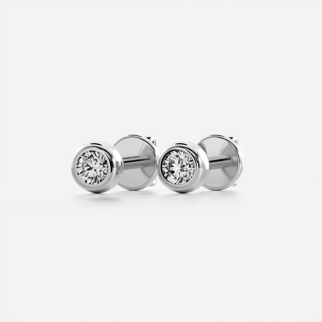 Round Lab Grown Diamond Bezel Stud Earrings