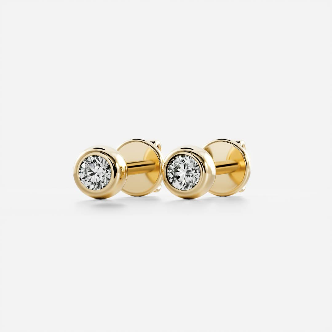 Round Lab Grown Diamond Bezel Stud Earrings