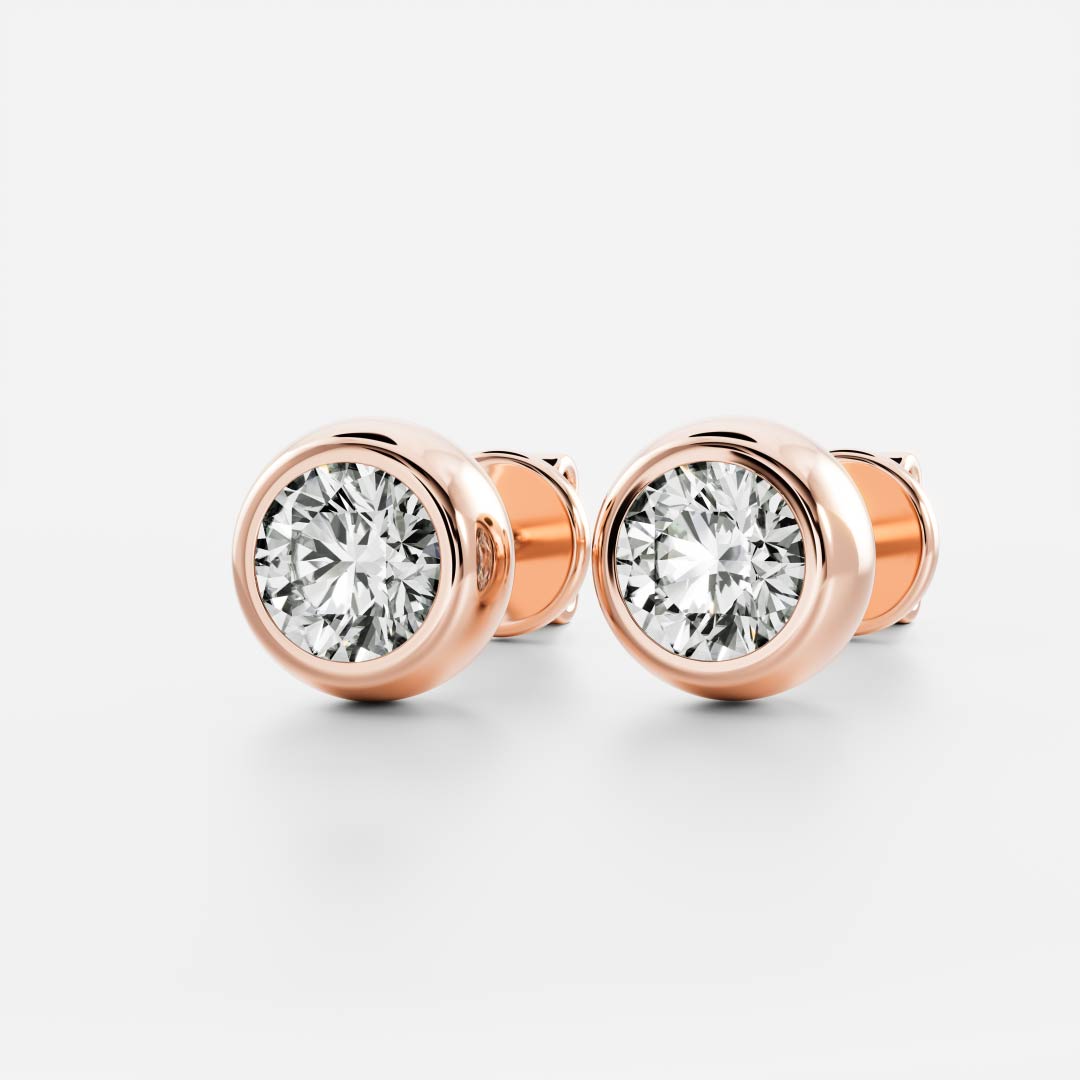 Round Lab Grown Diamond Bezel Stud Earrings