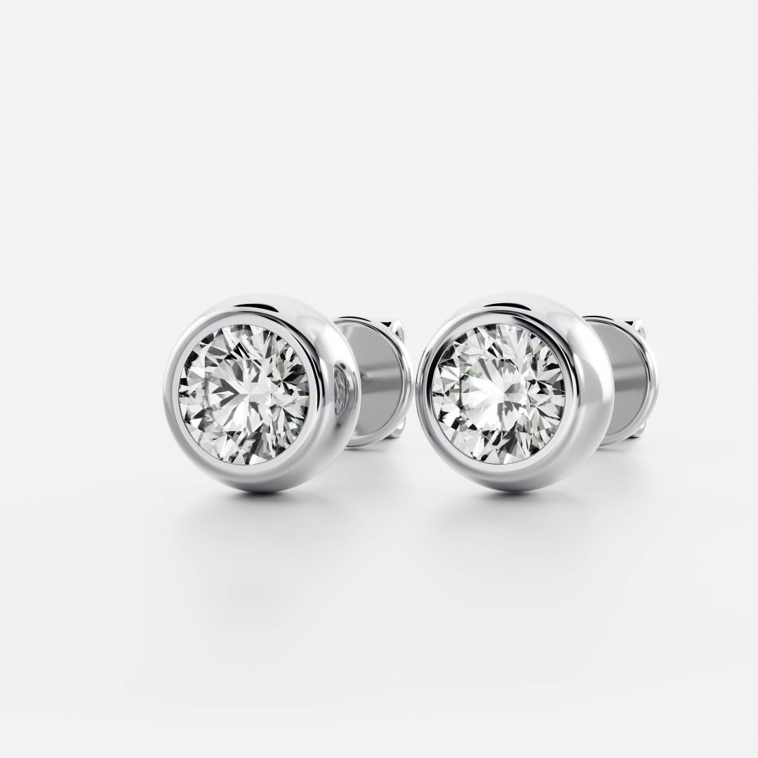 Round Lab Grown Diamond Bezel Stud Earrings