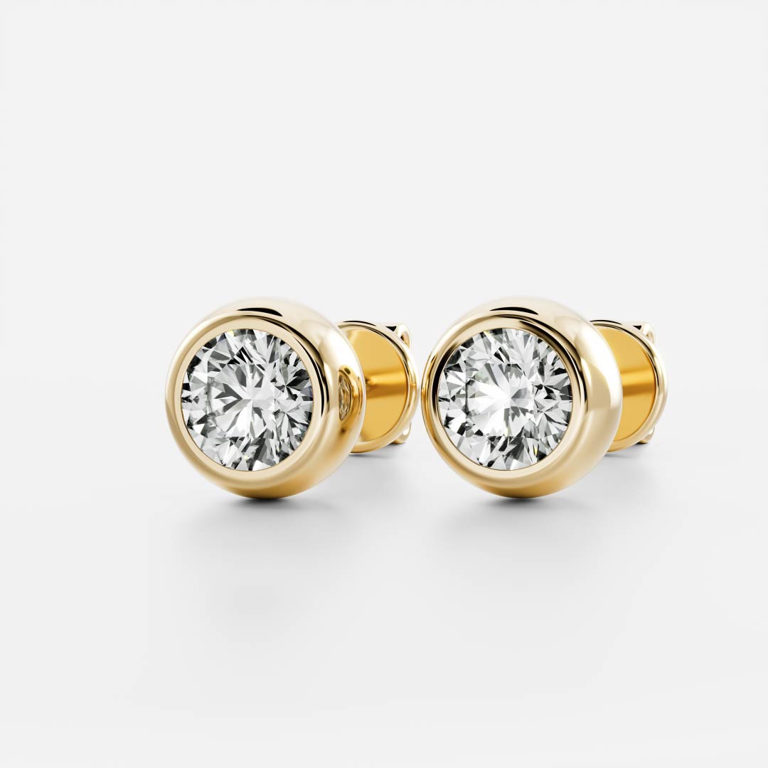 Round Lab Grown Diamond Bezel Stud Earrings