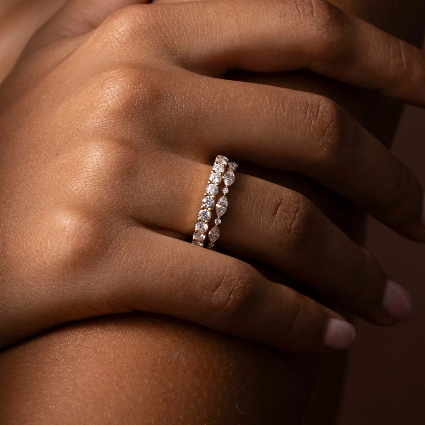 Round Lab Grown Diamond Half Eternity Pave Wedding Band