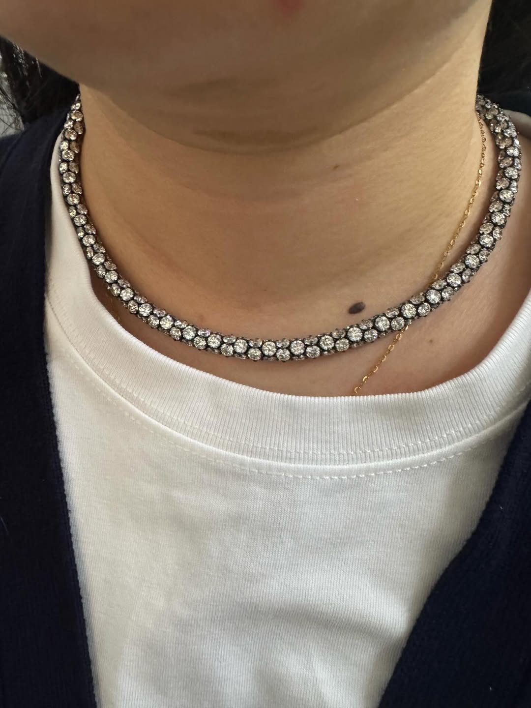 Tempest 18K Blackened White & Yellow Round Lab Grown Diamond Necklace